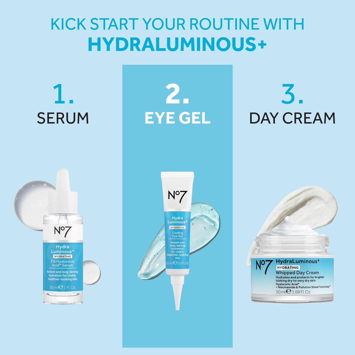 No7 HydraLuminous+ Cooling Under Eye Gel - – Packaging: Tube with cooling metal tip applicator – Image 9