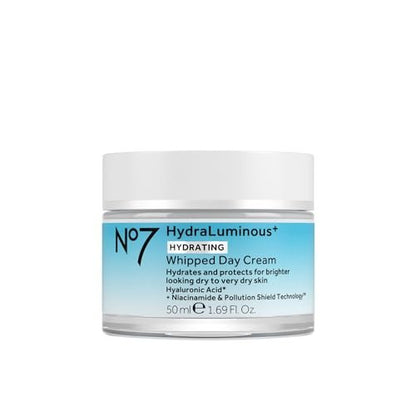 No7 HydraLuminous+ Hydrating Whipped Day Cream - Hyaluronic Acid & Niacinamide Moisturizer for Skin Barrier Repair, 1.69 oz Avelisse