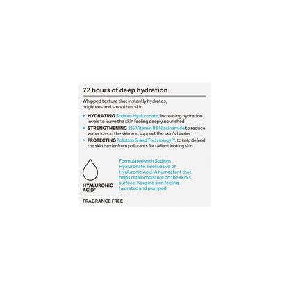 No7 HydraLuminous+ Hydrating Whipped Day Cream - Hyaluronic Acid & Niacinamide Moisturizer for Skin Barrier Repair, 1.69 oz Avelisse