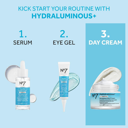 No7 HydraLuminous+ Hydrating Whipped Day Cream - Hyaluronic Acid & Niacinamide Moisturizer for Skin Barrier Repair, 1.69 oz Avelisse
