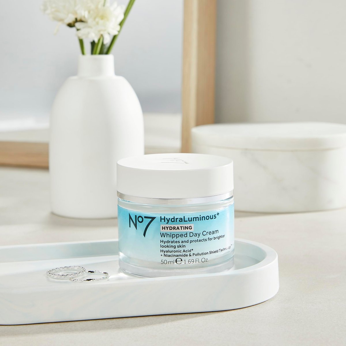 No7 HydraLuminous+ Hydrating Whipped Day Cream - Hyaluronic Acid & Niacinamide Moisturizer for Skin Barrier Repair, 1.69 oz Avelisse