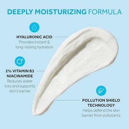 No7 HydraLuminous+ Hydrating Whipped Day Cream - Hyaluronic Acid & Niacinamide Moisturizer for Skin Barrier Repair, 1.69 oz Avelisse