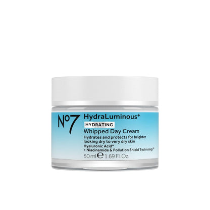 No7 HydraLuminous+ Hydrating Whipped Day Cream - Hyaluronic Acid & Niacinamide Moisturizer for Skin Barrier Repair, 1.69 oz Avelisse