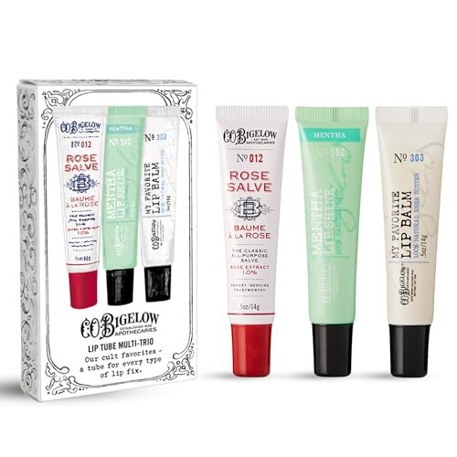 C.O. Bigelow Assorted Lip Balm Tubes Trio: Rose Salve, My Favorite Lip Balm & Mentha Shine (Pack of 3, 0.5 oz Each) Avelisse