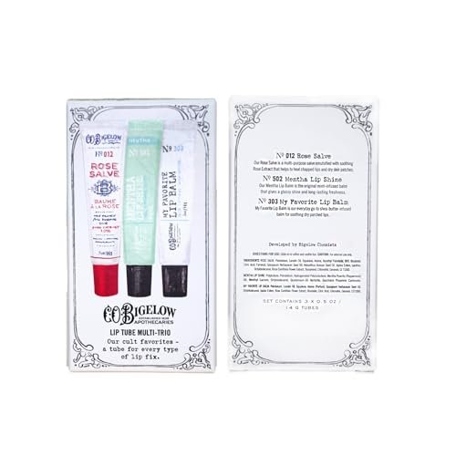 C.O. Bigelow Assorted Lip Balm Tubes Trio: Rose Salve, My Favorite Lip Balm & Mentha Shine (Pack of 3, 0.5 oz Each) Avelisse