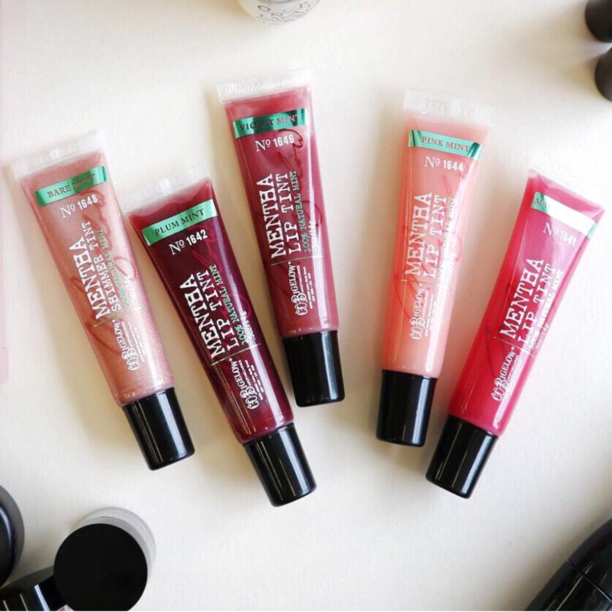 C.O. Bigelow Plum Mentha Lip Tint Trio - Pack of 3 Purple Tinted Lip Gloss with Peppermint Oil, High Shine Finish, 0.5 oz Each Avelisse