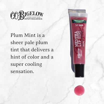 C.O. Bigelow Plum Mentha Lip Tint Trio - Pack of 3 Purple Tinted Lip Gloss with Peppermint Oil, High Shine Finish, 0.5 oz Each Avelisse