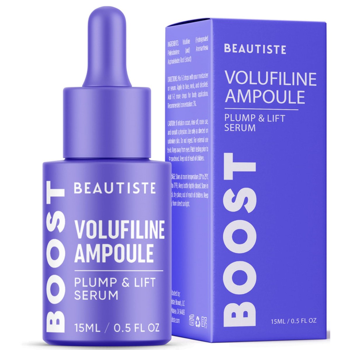 BOOST 100% Pure Volufiline Serum - Instant Plumping Hydration Facial Serum for Visibly Plumper Skin - Anti-Aging Ampoule for Loss of Volume - Korean Skincare for Face, Neck & Décolleté, 0.5 Fl Oz - görsel 1