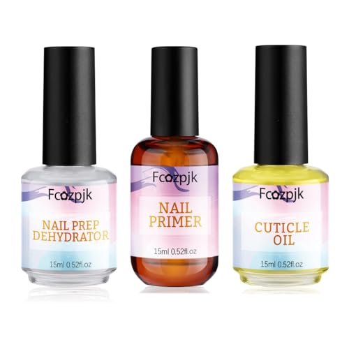 Fcozpjk Nail Dehydrator & Primer Set with Cuticle Oil – Air Dry Bonding Primer for Acrylic Nails, Acid-Free Prep Dehydrator, Natural Cuticle Oil for Nails, Manicure Accessories (3-Pack) - görsel 2