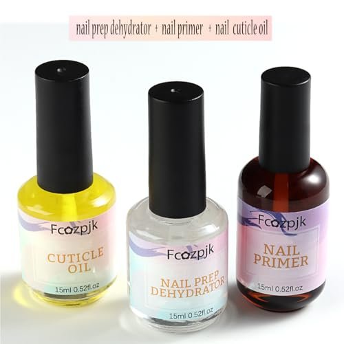 Fcozpjk Nail Dehydrator & Primer Set with Cuticle Oil – Air Dry Bonding Primer for Acrylic Nails, Acid-Free Prep Dehydrator, Natural Cuticle Oil for Nails, Manicure Accessories (3-Pack) - görsel 4