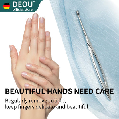 DEOU Cuticle Pusher Dead Skin Remover – Stainless Steel Cuticle Fork & Scraper for Professional Nail Art