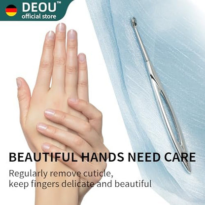 DEOU Cuticle Pusher Dead Skin Remover – Stainless Steel Cuticle Fork & Scraper for Professional Nail Art