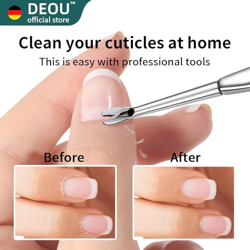 DEOU Cuticle Pusher Dead Skin Remover – Stainless Steel Cuticle Fork & Scraper for Professional Nail Art - görsel 4