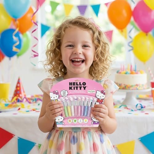 Hello Kitty 10 Piece Plant Based Lip Gloss Set - Girls Party Favors, First Makeup Kit for Kids Ages 3+ Avelisse