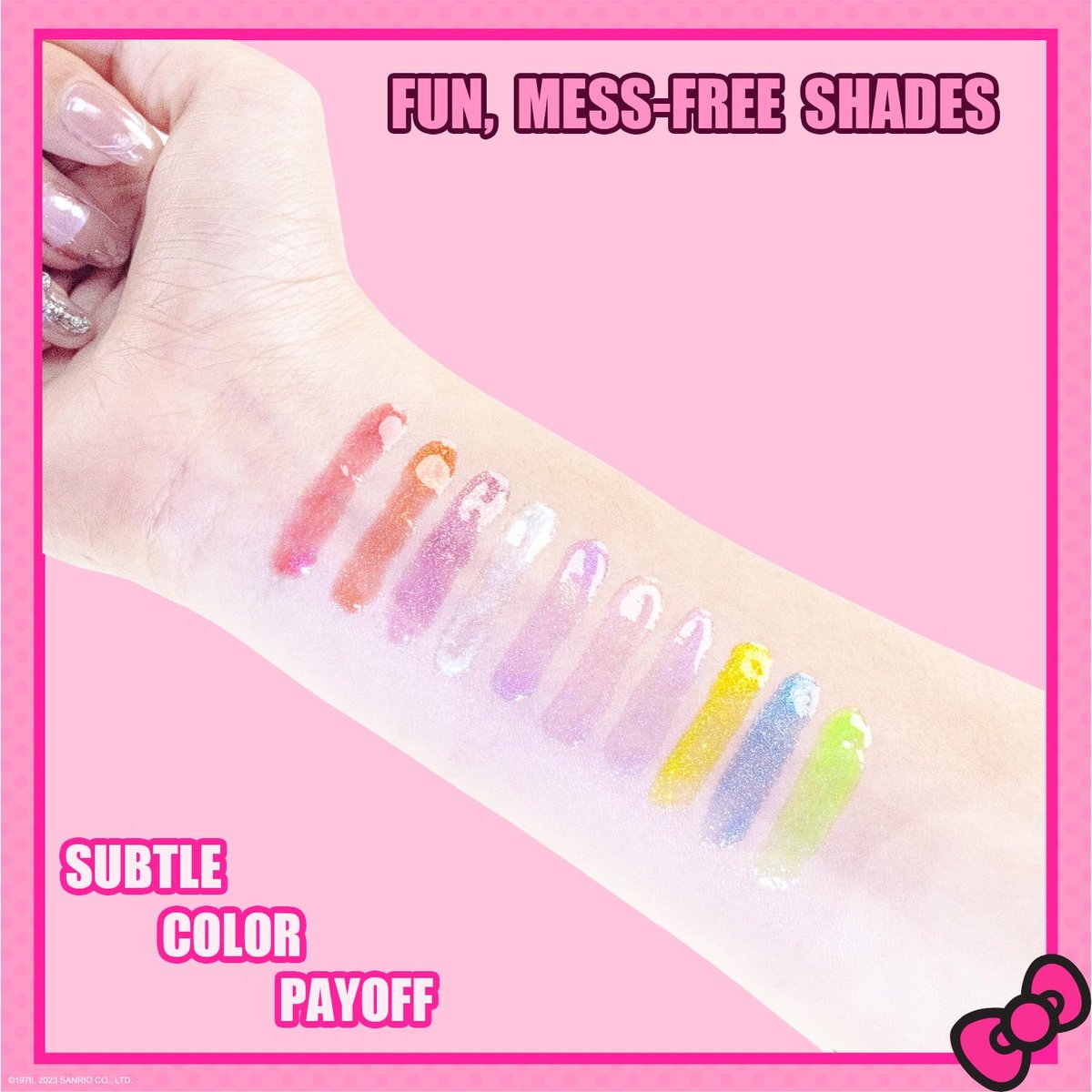 Hello Kitty 10 Piece Plant Based Lip Gloss Set - Girls Party Favors, First Makeup Kit for Kids Ages 3+ Avelisse