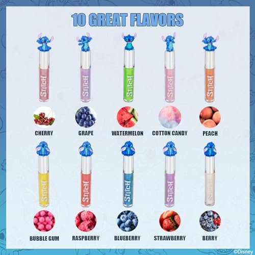 Disney Stitch 10-Piece Plant-Based Lip Gloss Set – Kids’ Makeup for Parties, Sleepovers & Birthday Gifts, Ages 3+ - görsel 4