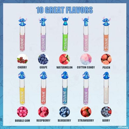 Disney Stitch 10-Piece Plant-Based Lip Gloss Set – Kids’ Makeup for Parties, Sleepovers & Birthday Gifts, Ages 3+