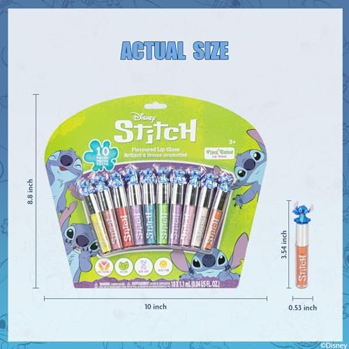 Disney Stitch 10-Piece Plant-Based Lip Gloss Set – Kids’ Makeup for Parties, Sleepovers & Birthday Gifts, Ages 3+ - görsel 10
