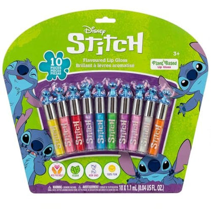 Disney Stitch 10-Piece Plant-Based Lip Gloss Set – Kids’ Makeup for Parties, Sleepovers & Birthday Gifts, Ages 3+