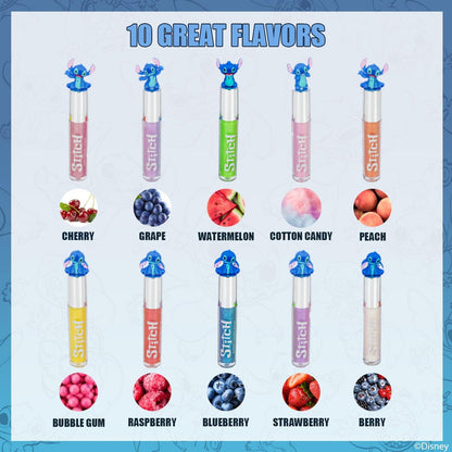 Disney Stitch 10-Piece Plant-Based Lip Gloss Set – Kids’ Makeup for Parties, Sleepovers & Birthday Gifts, Ages 3+