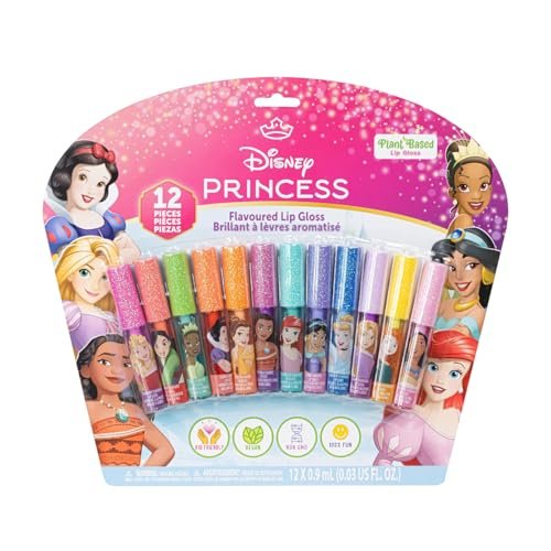 Disney Princess 12 Piece Plant Based Lip Gloss Set - Kids Makeup, Party Favors, Birthday Gifts for Girls Ages 3+ by Townley Girl - görsel 2
