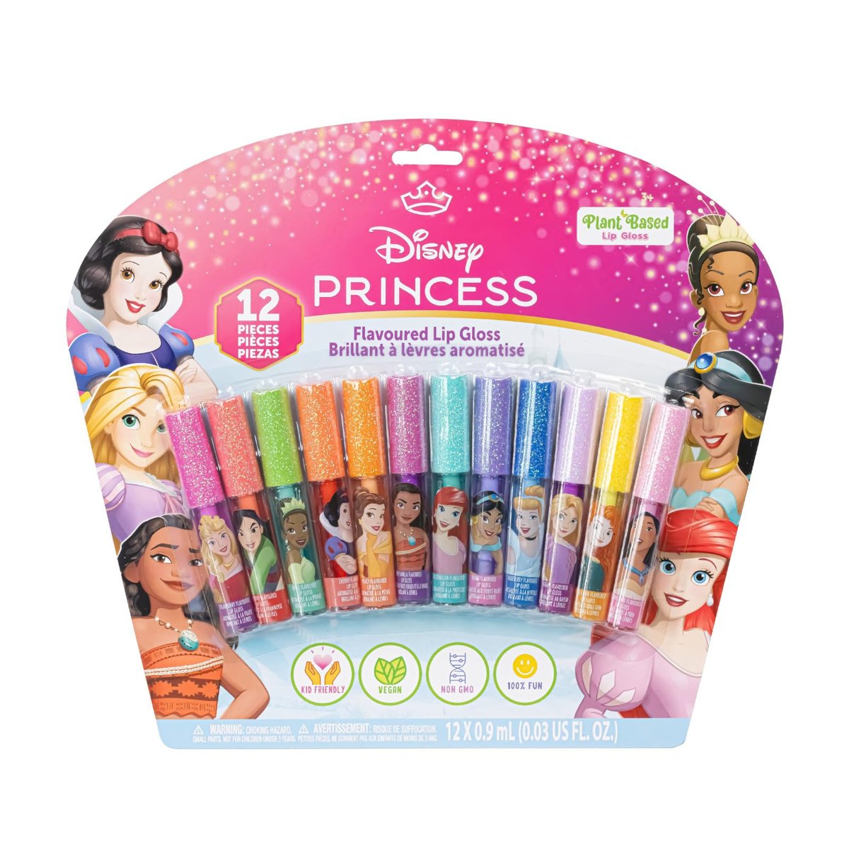 Disney Princess 12 Piece Plant Based Lip Gloss Set - Kids Makeup, Party Favors, Birthday Gifts for Girls Ages 3+ by Townley Girl - görsel 1