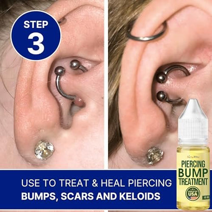 BodyJ4You Piercing Aftercare Spray - Keloid Bump Removal & Piercing Hole Cleaner | Natural Saline Wound Wash for Ears, Nose & Body Piercings