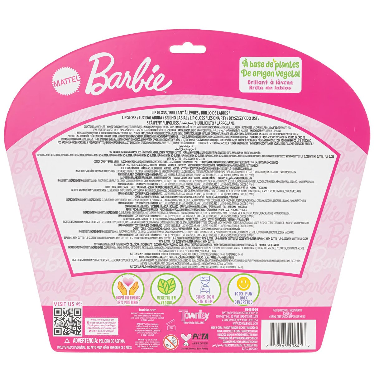 Barbie 12 Piece Plant Based Lip Gloss Set - Girls Party Favors, First Makeup for Kids Ages 3+, by Townley Girl - görsel 17