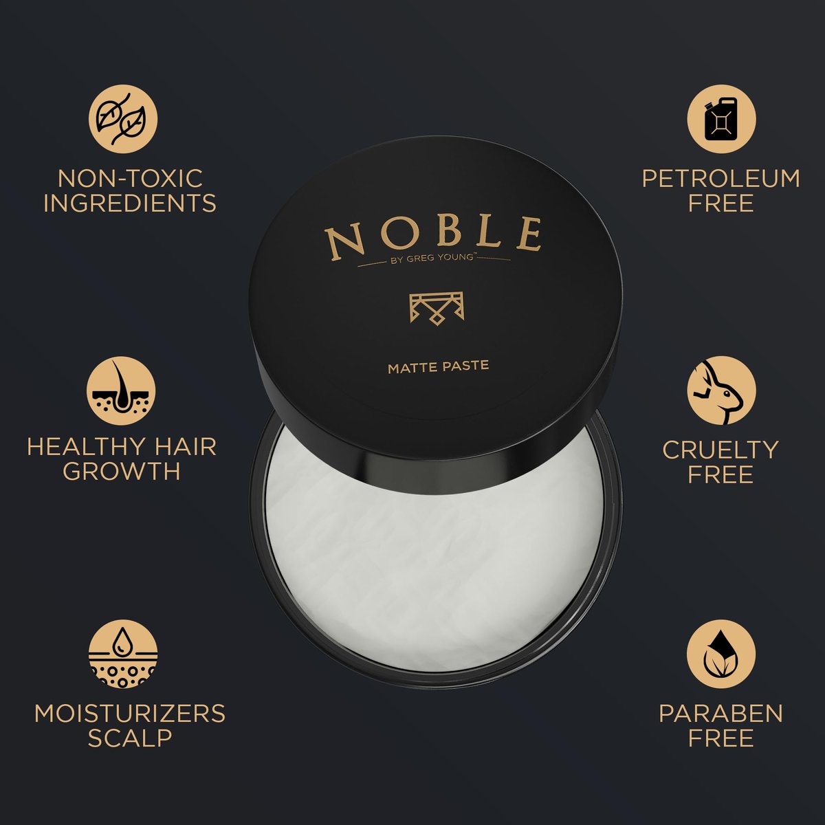Noble By Greg Young Matte Hair Paste - Strong Hold, Natural Dry Finish, No Flakes - 3 oz Avelisse