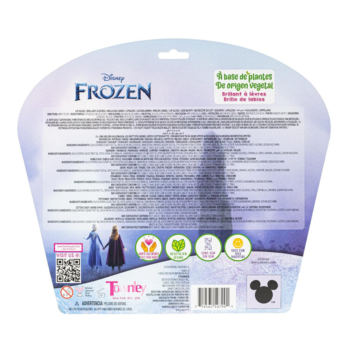 Disney Frozen 12 Piece Plant Based Lip Gloss Set - Girls Party Favors, First Makeup, Ages 3+ by Townley Girl Avelisse