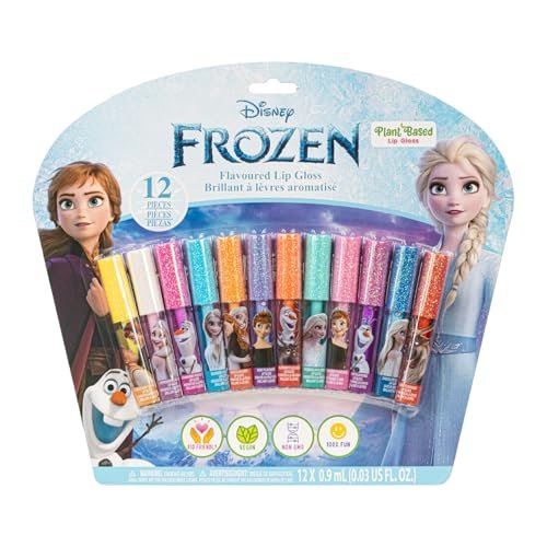 Disney Frozen 12 Piece Plant Based Lip Gloss Set - Girls Party Favors, First Makeup, Ages 3+ by Townley Girl Avelisse
