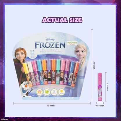 Disney Frozen 12 Piece Plant Based Lip Gloss Set - Girls Party Favors, First Makeup, Ages 3+ by Townley Girl Avelisse