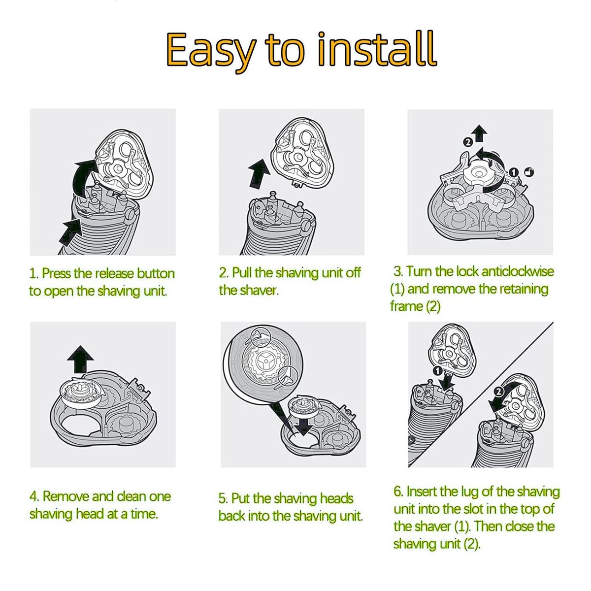 SH50/52 Replacement Heads Compatible with Philips Norelco Series 5000 - Upgrade 3-Pack Shaving Blades Avelisse