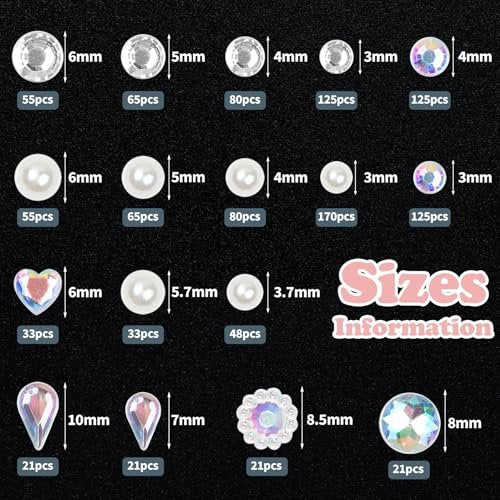 1034-Piece Self-Adhesive Face Gems & Pearls Set for Makeup - Festival Rhinestone Stickers for Face, Hair, Eye, Body by Riceduo - görsel 6