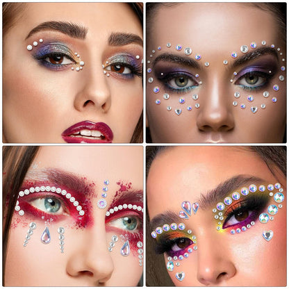 1034-Piece Self-Adhesive Face Gems & Pearls Set for Makeup - Festival Rhinestone Stickers for Face, Hair, Eye, Body by Riceduo