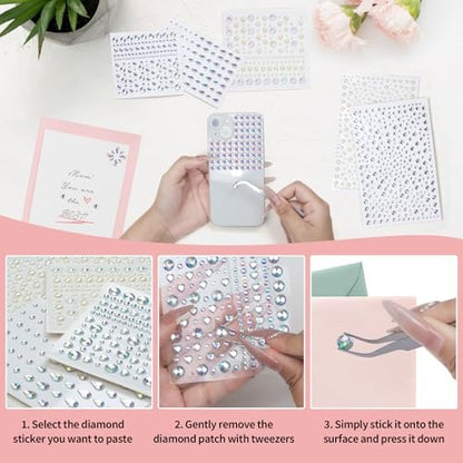 1034-Piece Self-Adhesive Face Gems & Pearls Set for Makeup - Festival Rhinestone Stickers for Face, Hair, Eye, Body by Riceduo