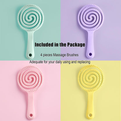 4-Piece Hair Comb Set for Women & Kids – Skin-Friendly, Anti-Static Fine Hair Combs with Scalp Massager – Ultra-Soft Nylon Bristles (Lilac, Light Pink, Lemon Yellow, Turquoise)