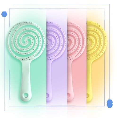 4-Piece Hair Comb Set for Women & Kids – Skin-Friendly, Anti-Static Fine Hair Combs with Scalp Massager – Ultra-Soft Nylon Bristles (Lilac, Light Pink, Lemon Yellow, Turquoise) - görsel 2