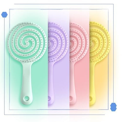 4-Piece Hair Comb Set for Women & Kids – Skin-Friendly, Anti-Static Fine Hair Combs with Scalp Massager – Ultra-Soft Nylon Bristles (Lilac, Light Pink, Lemon Yellow, Turquoise)