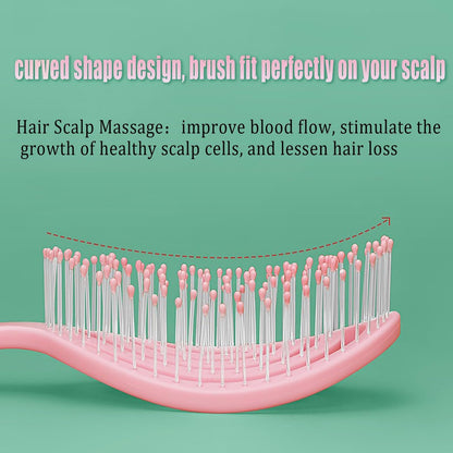 4-Piece Hair Comb Set for Women & Kids – Skin-Friendly, Anti-Static Fine Hair Combs with Scalp Massager – Ultra-Soft Nylon Bristles (Lilac, Light Pink, Lemon Yellow, Turquoise)