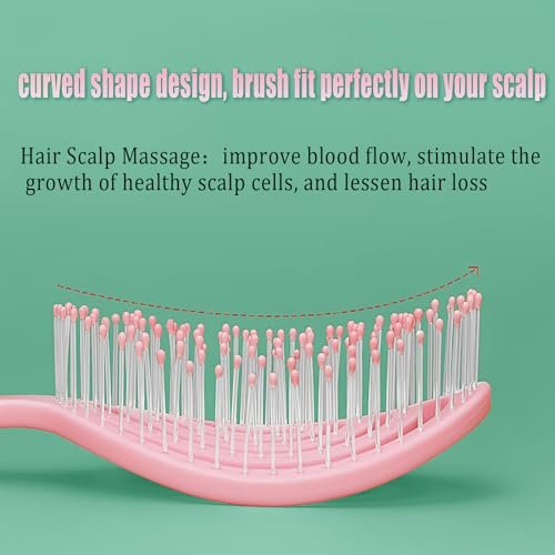 4-Piece Hair Comb Set for Women & Kids – Skin-Friendly, Anti-Static Fine Hair Combs with Scalp Massager – Ultra-Soft Nylon Bristles (Lilac, Light Pink, Lemon Yellow, Turquoise) - görsel 14