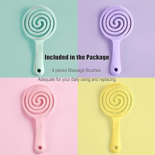 4-Piece Hair Comb Set for Women & Kids – Skin-Friendly, Anti-Static Fine Hair Combs with Scalp Massager – Ultra-Soft Nylon Bristles (Lilac, Light Pink, Lemon Yellow, Turquoise) - görsel 4
