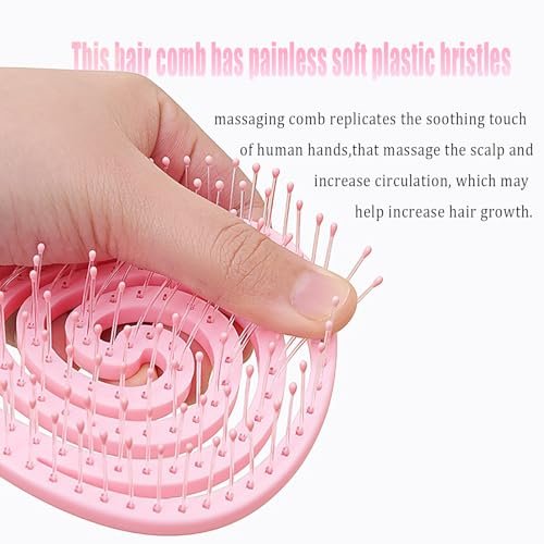 4-Piece Hair Comb Set for Women & Kids – Skin-Friendly, Anti-Static Fine Hair Combs with Scalp Massager – Ultra-Soft Nylon Bristles (Lilac, Light Pink, Lemon Yellow, Turquoise) - görsel 6