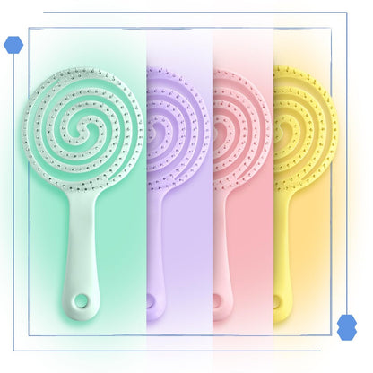 4-Piece Hair Comb Set for Women & Kids – Skin-Friendly, Anti-Static Fine Hair Combs with Scalp Massager – Ultra-Soft Nylon Bristles (Lilac, Light Pink, Lemon Yellow, Turquoise)