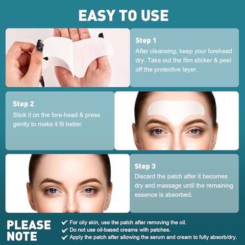 YHOVID 28 Pcs Forehead Wrinkle Patches - Anti Wrinkle Facial Patches with Collagen and Vitamin E for Overnight Use to Smooth Fine Frown Lines & Wrinkles - görsel 12
