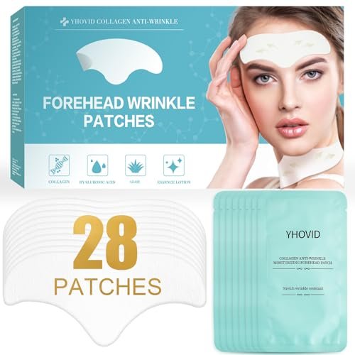 YHOVID 28 Pcs Forehead Wrinkle Patches - Anti Wrinkle Facial Patches with Collagen and Vitamin E for Overnight Use to Smooth Fine Frown Lines & Wrinkles - görsel 2