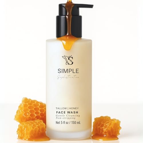 Tallow Honey Cleansing Milk - Gentle Hydrating Face Wash for Sensitive Skin | Non-Stripping Moisturizing Cleanser with Grassfed Beef Tallow, Organic Raw Honey, Argan Oil, Castor Oil & Apple Cider Vinegar Avelisse
