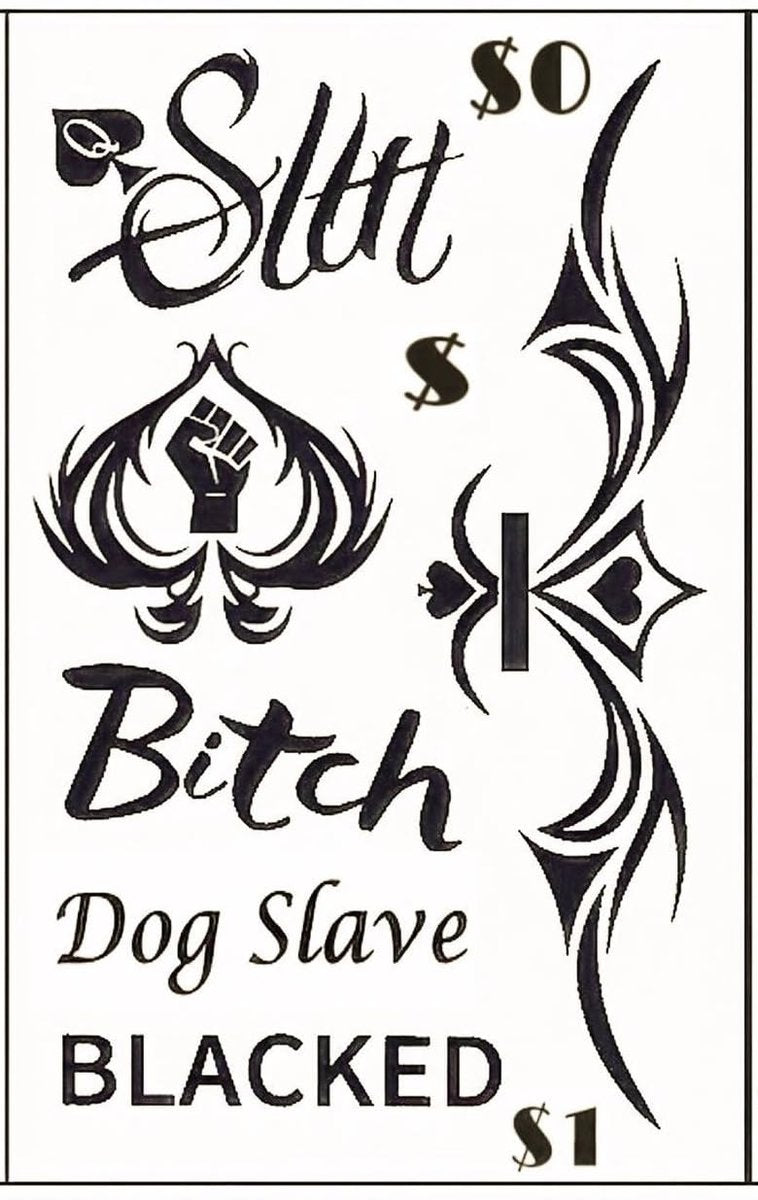 Queen of Spades Temporary Tattoos – 4 Sheets, 57 Counts, BDSM & Sexy Phrases - görsel 9
