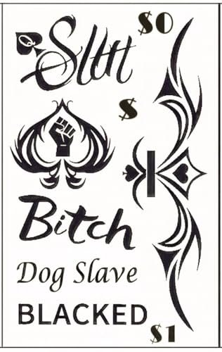 Queen of Spades Temporary Tattoos – 4 Sheets, 57 Counts, BDSM & Sexy Phrases