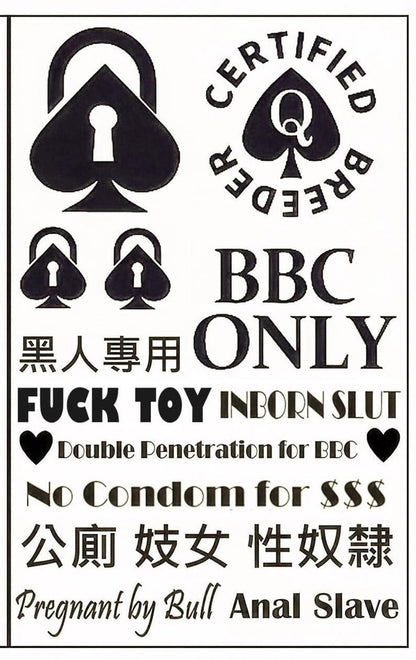 Queen of Spades Temporary Tattoos – 4 Sheets, 57 Counts, BDSM & Sexy Phrases